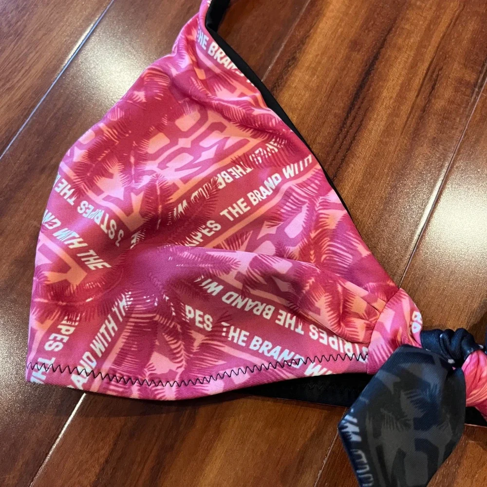 Adidas Bikini Top Colorblock Red Black Graphic Halter Swim GM2427 New Size Small